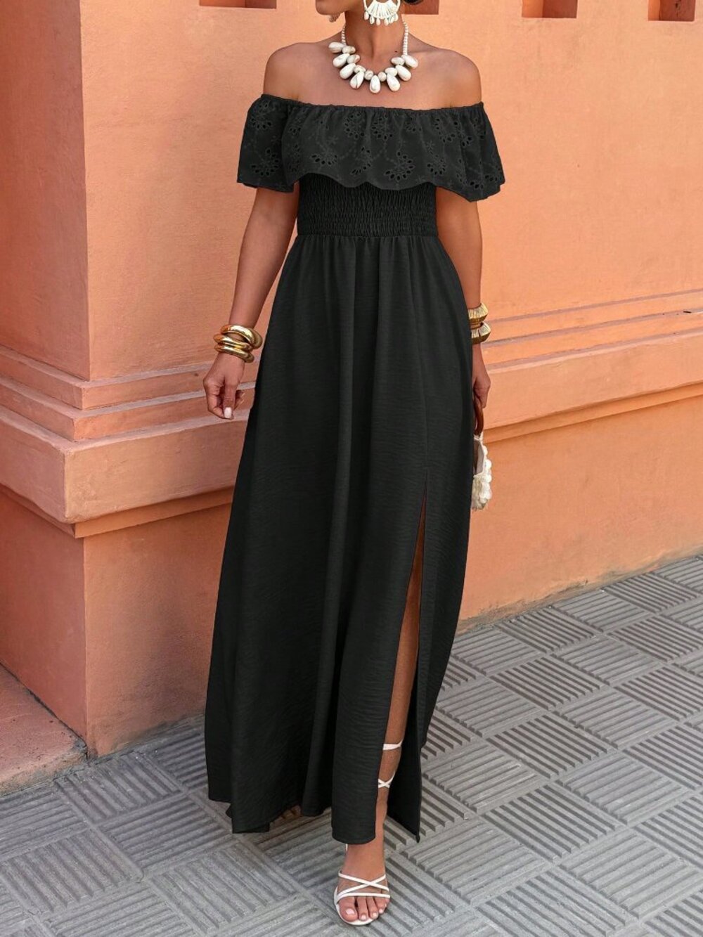 Black Boho Women's Beach Vacation Casual Dress - Picture 4 of 5